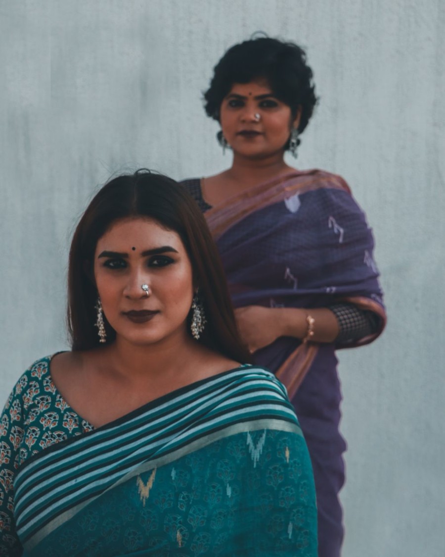 Handloom Cotton Tant Saree - Teal Green