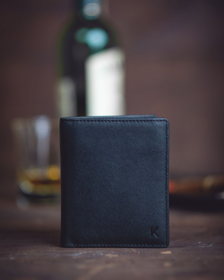 Men's Leather Bifold Wallet - Black